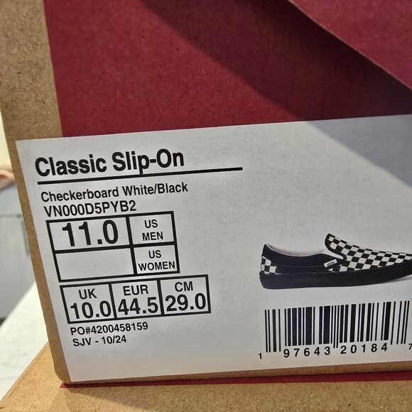 VANS Authentic Black White Checkerboard Classic Slip-On Shoe Mens Size 11 NEW - Picture 9 of 12